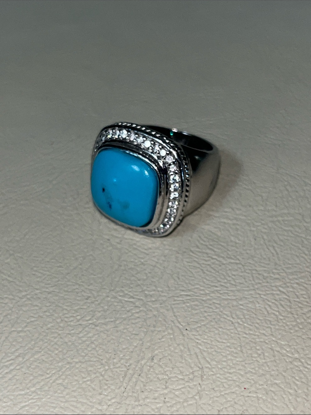 925 Sterling Turquoise Cushion Ring
